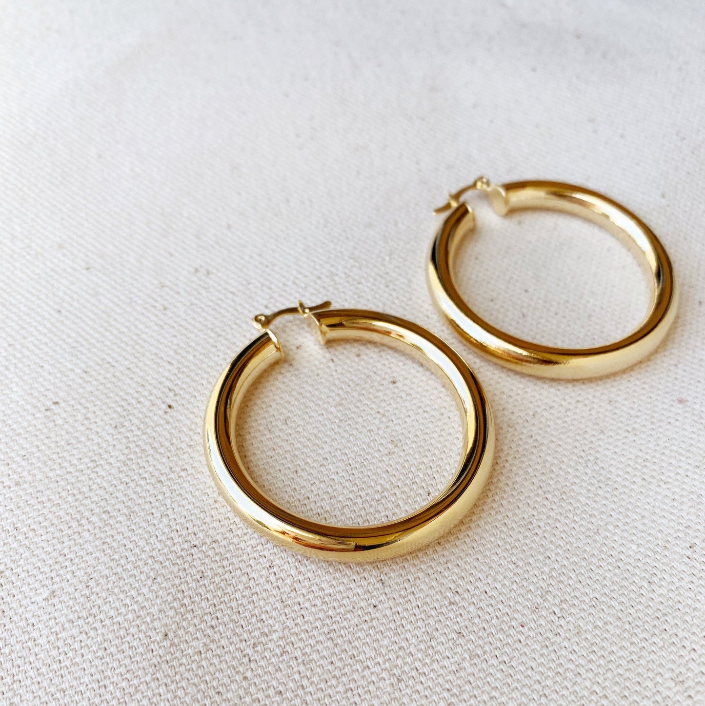 GoldFi 18k Gold Filled Selena Inspired Hoop Earrings 44 mm Diameter