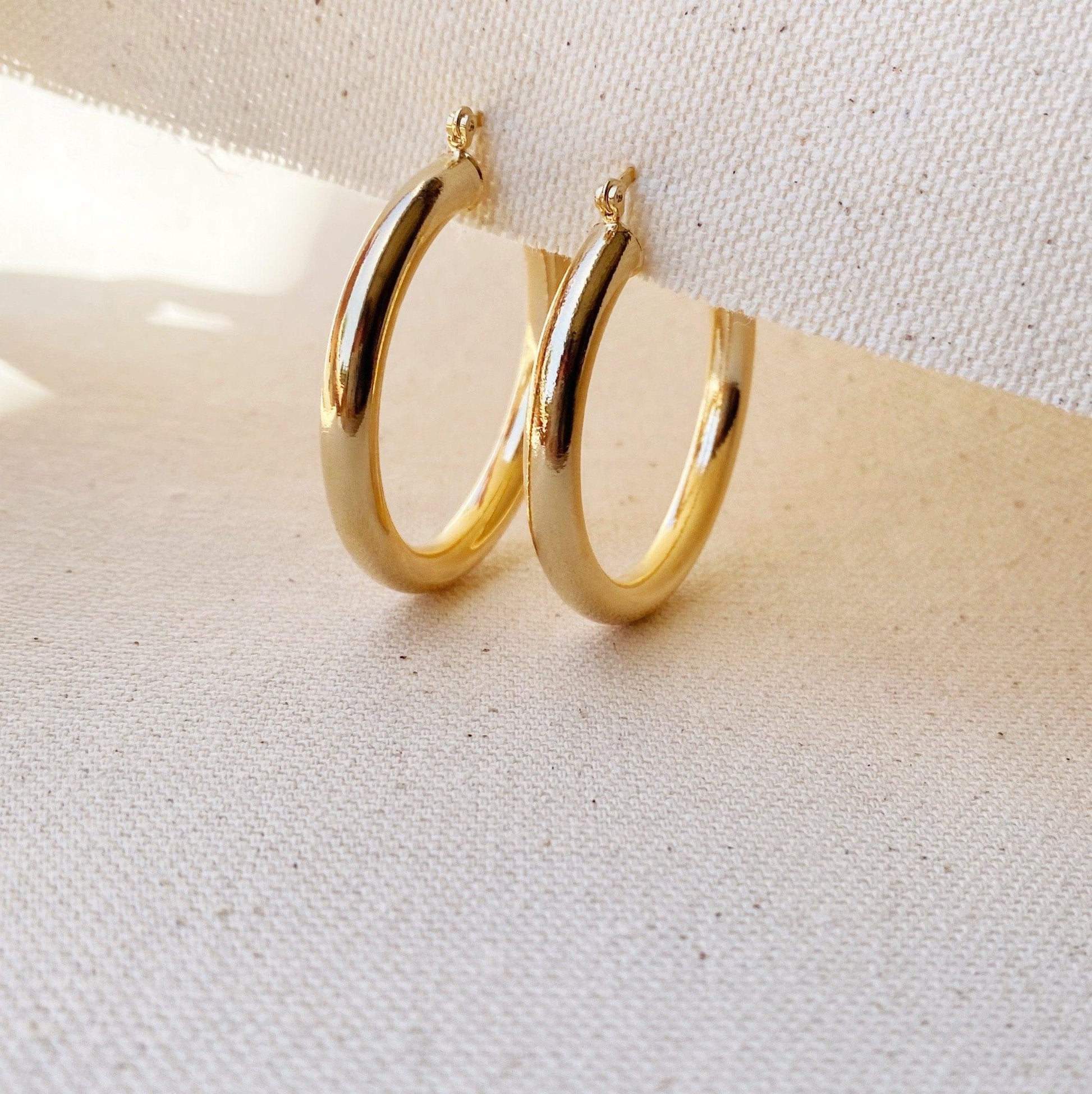 GoldFi 18k Gold Filled Selena Inspired Hoop Earrings 44 mm Diameter