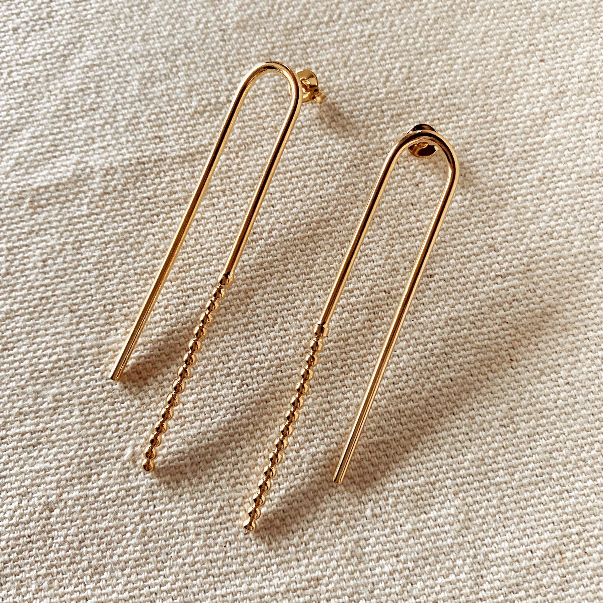 GoldFi 18k Gold Filled Shaped Drop Earrings Featuring Beaded End