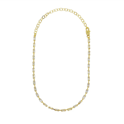 GoldFi 18k Gold Filled Sideways Clear Cubic Zircon Baguette Choker