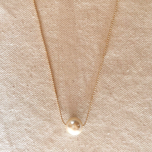 GoldFi 18k Gold Filled Solitaire Pearl Necklace
