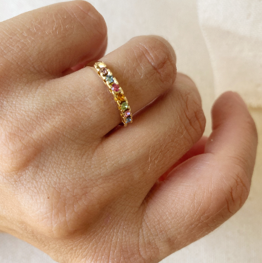 GoldFi 18k Gold Filled Stackable Crystal Colorful Rings Bands Wholesale Jewelry Supplies