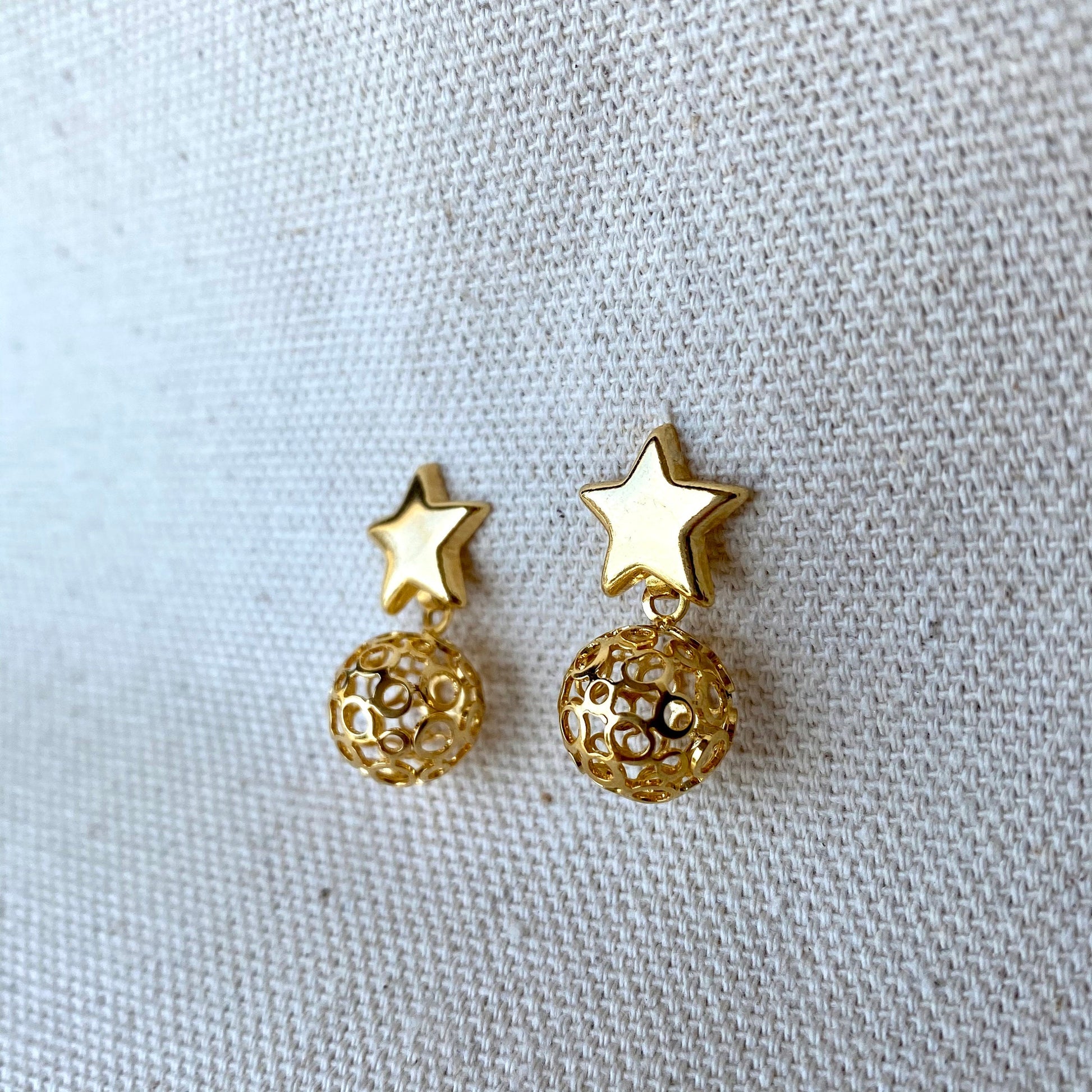 18k Gold Filled Star Hallowed Ball Earrings Wholesale Jewelry Supplies
