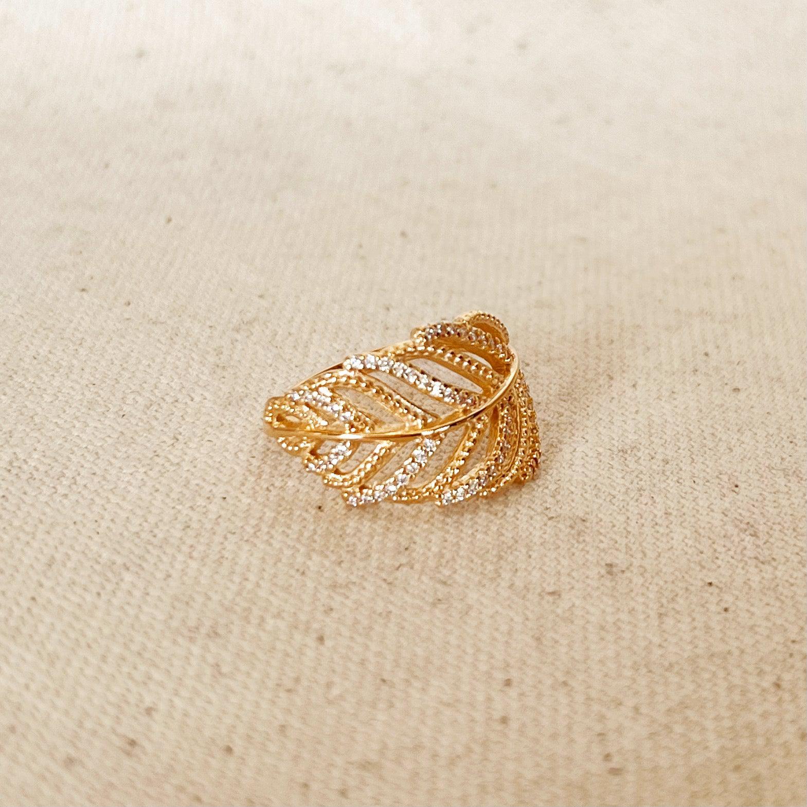 GoldFi 18k Gold Filled Statement Leaf Ring