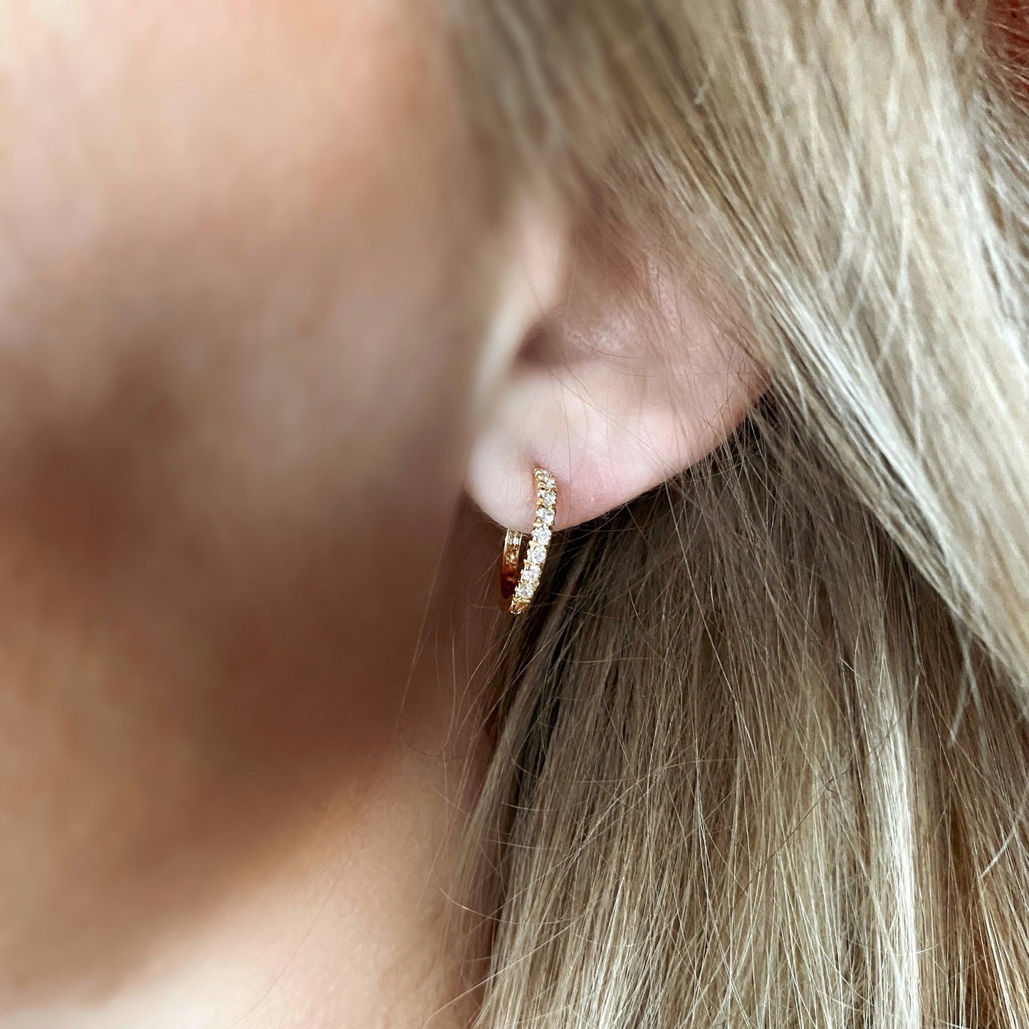 GoldFi 18k Gold Filled Thin Line Cubic Zirconia Hoop Earrings