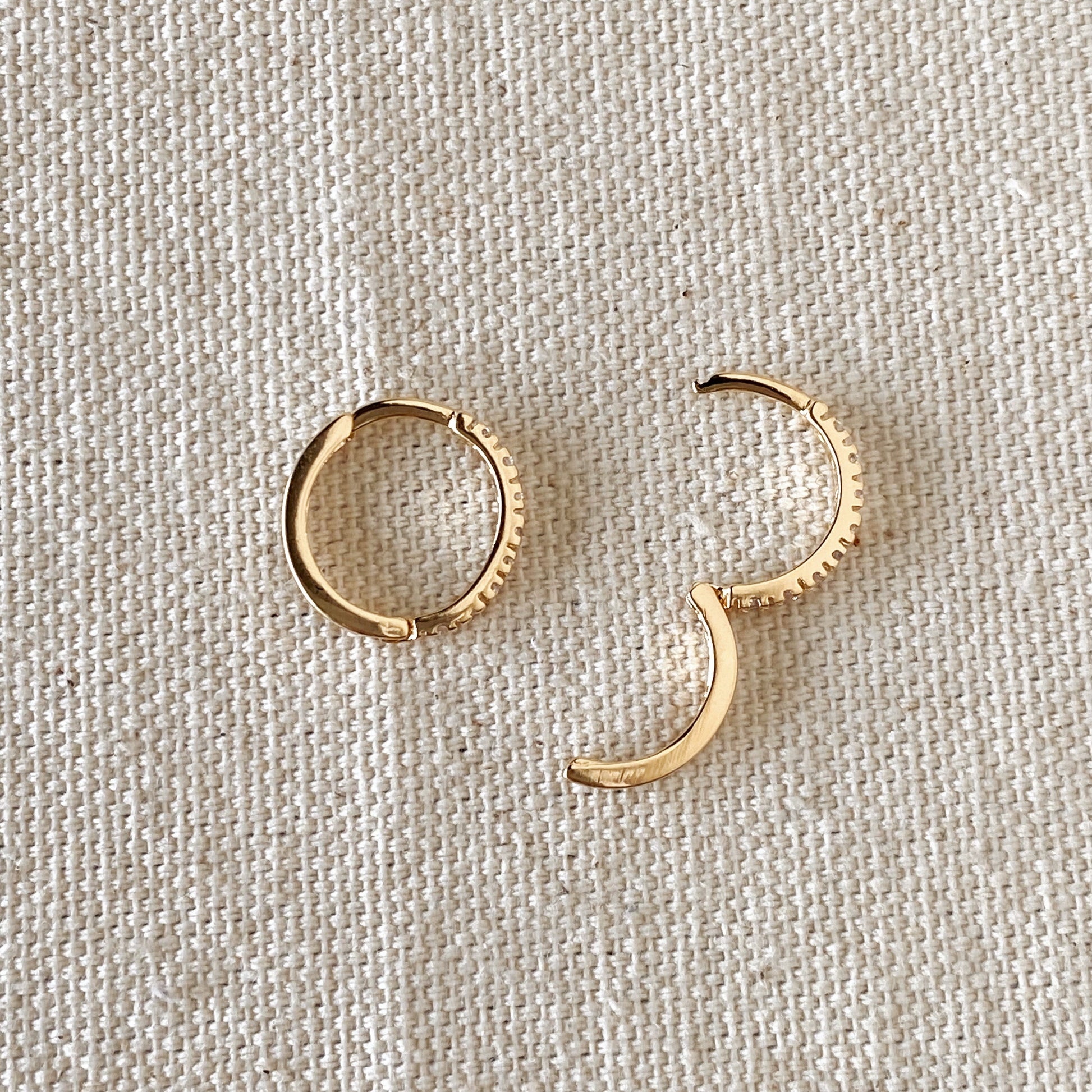 GoldFi 18k Gold Filled Thin Line Cubic Zirconia Hoop Earrings