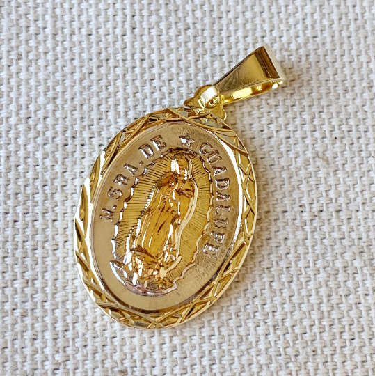 GoldFi 18k Gold Filled Tricolor Lady of Guadalupe Pendant In Gold, Rhodium and Rose Gold For Wholesale Jewelry Making Supplies