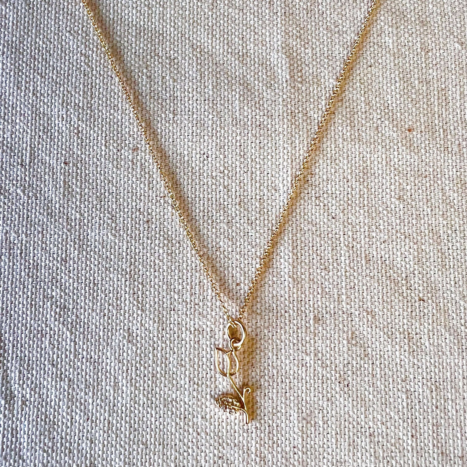 GoldFi 18k Gold Filled Tulip Charm Necklace