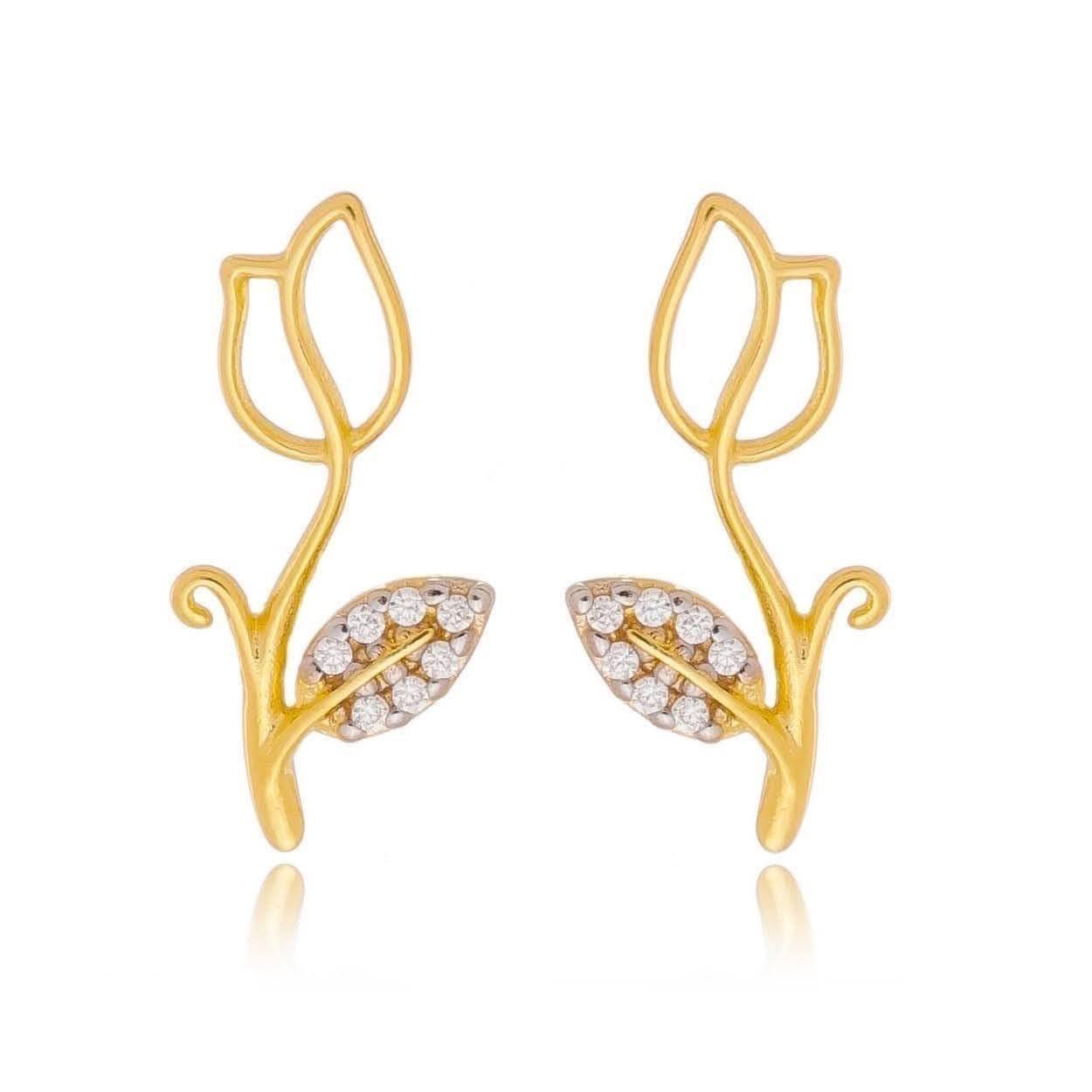 GoldFi 18k Gold Filled Tulip Stud Earrings With Cubic Zirconia Stones