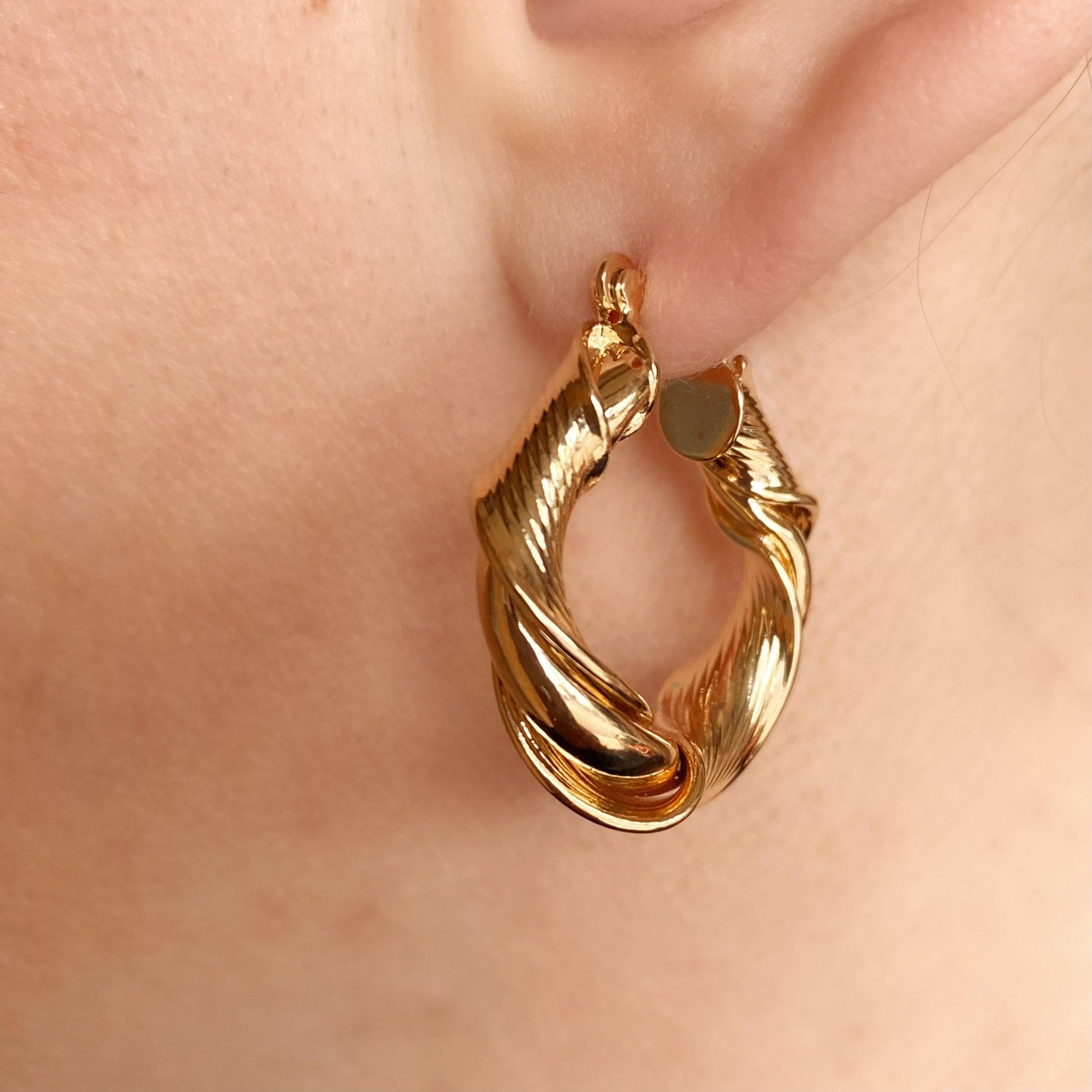 GoldFi 18k Gold Filled Twisted Hoop Earrings