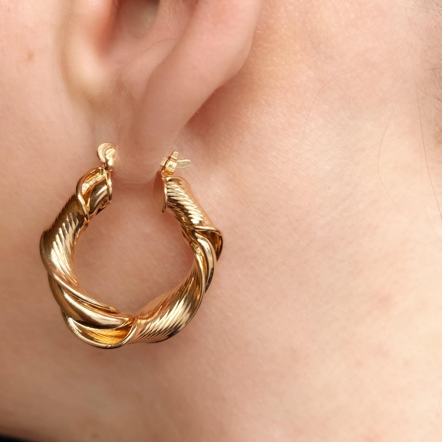 GoldFi 18k Gold Filled Twisted Hoop Earrings