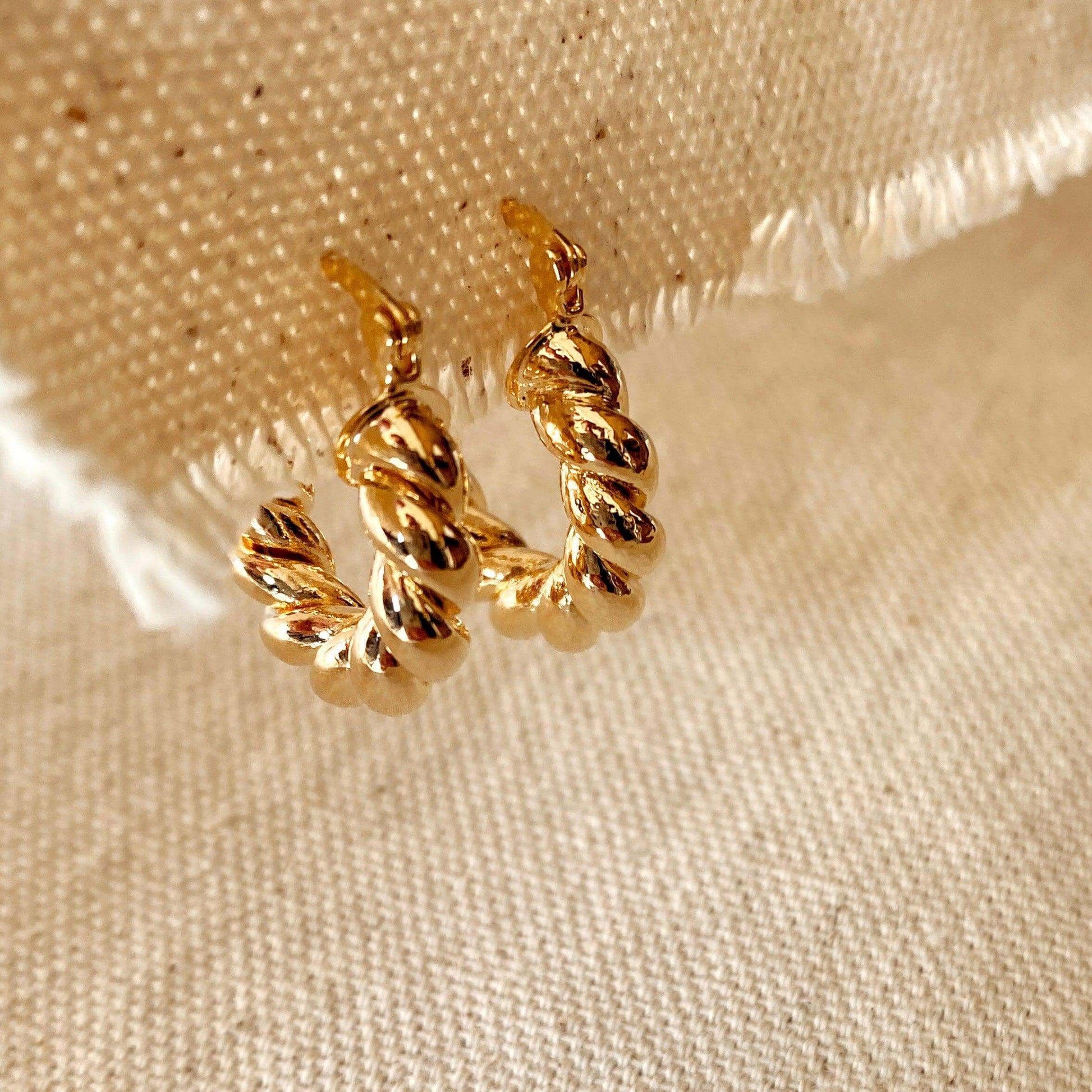GoldFi 18k Gold Filled Twisted Tube Hoop Earrings - The Croissant Hoops