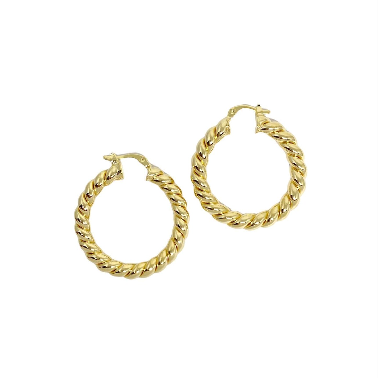 GoldFi 18k Gold Filled Twisted Tube Hoop Earrings - The Croissant Hoops