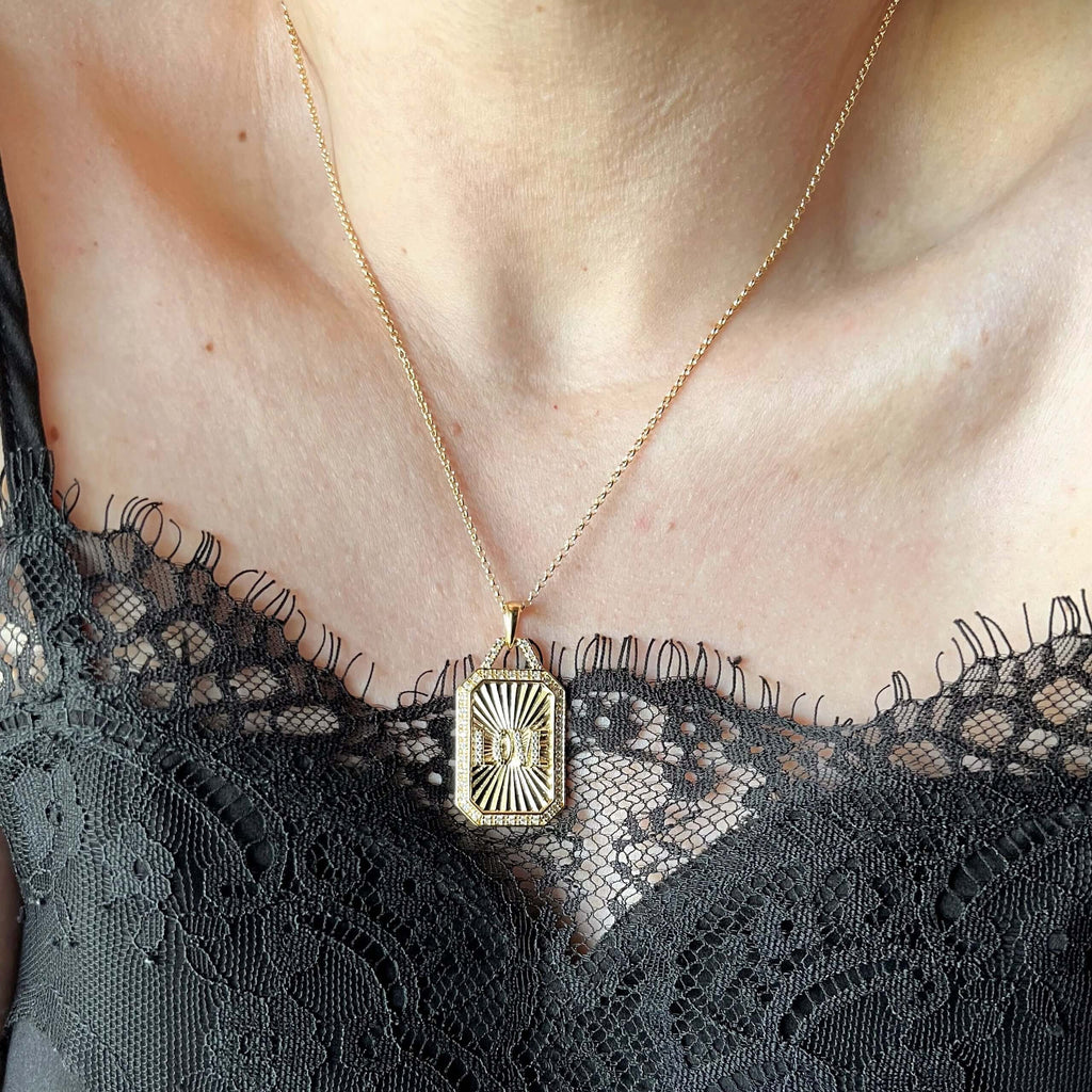 GoldFi 18k Gold Filled Vintage Love Plaque Necklace