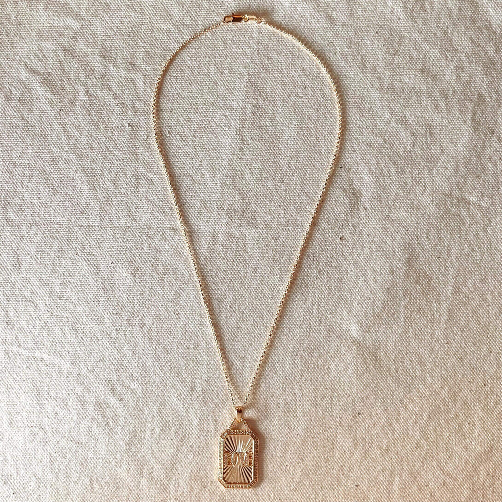 GoldFi 18k Gold Filled Vintage Love Plaque Necklace