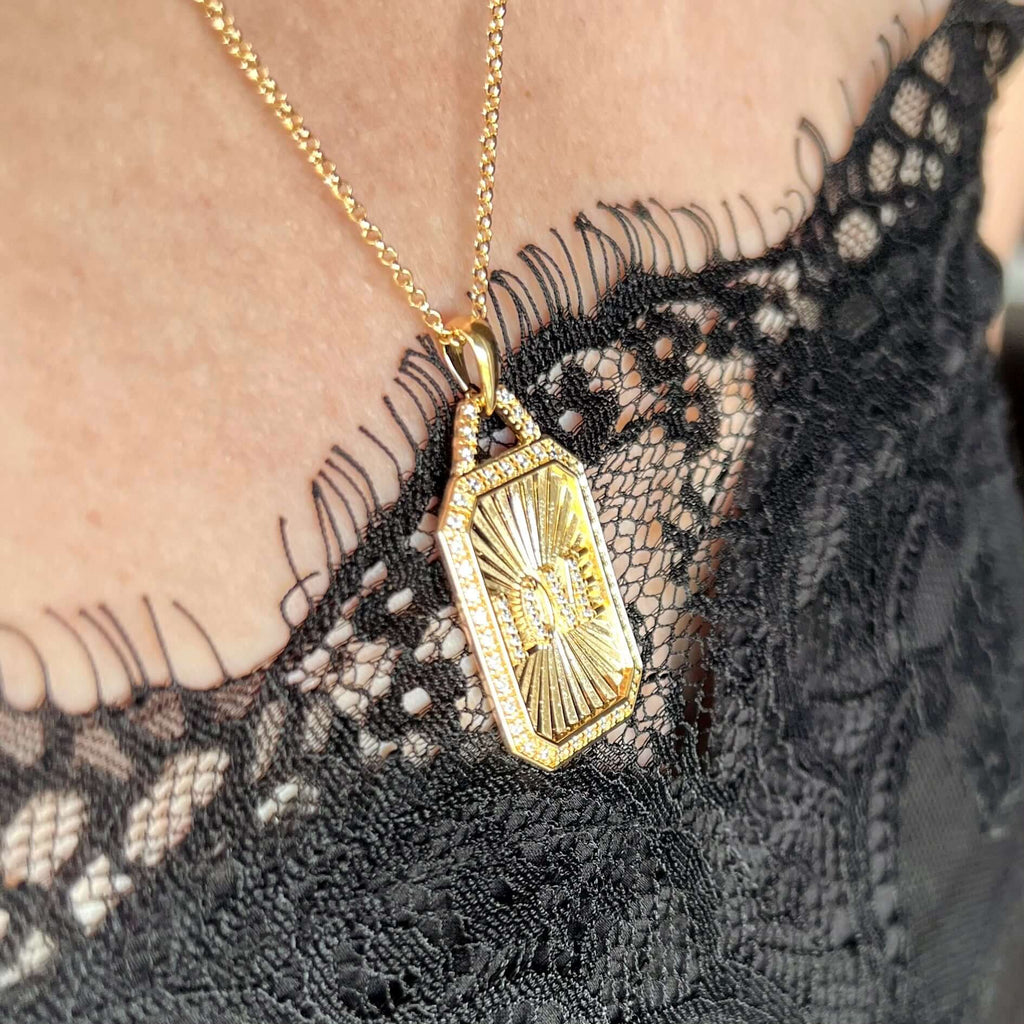 GoldFi 18k Gold Filled Vintage Love Plaque Necklace