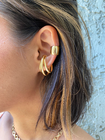 GoldFi Bold 18k Gold Filled Plain Ear Cuff Earrings