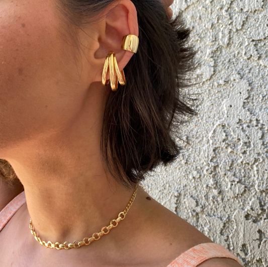 GoldFi Bold 18k Gold Filled Plain Ear Cuff Earrings