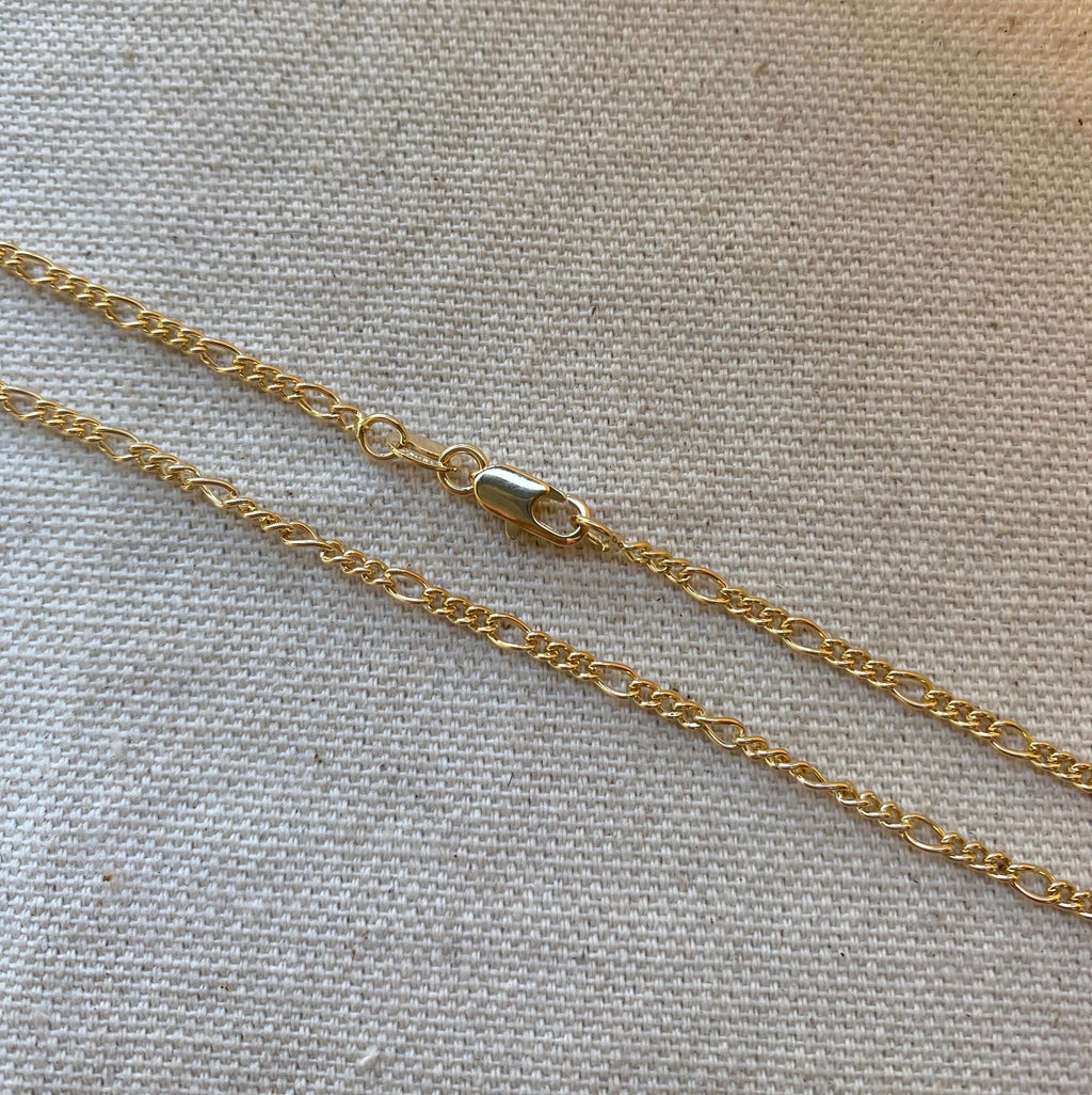 GoldFi Bracelet 18k Gold Filled 2mm Rounded 3x1 Figaro Chain