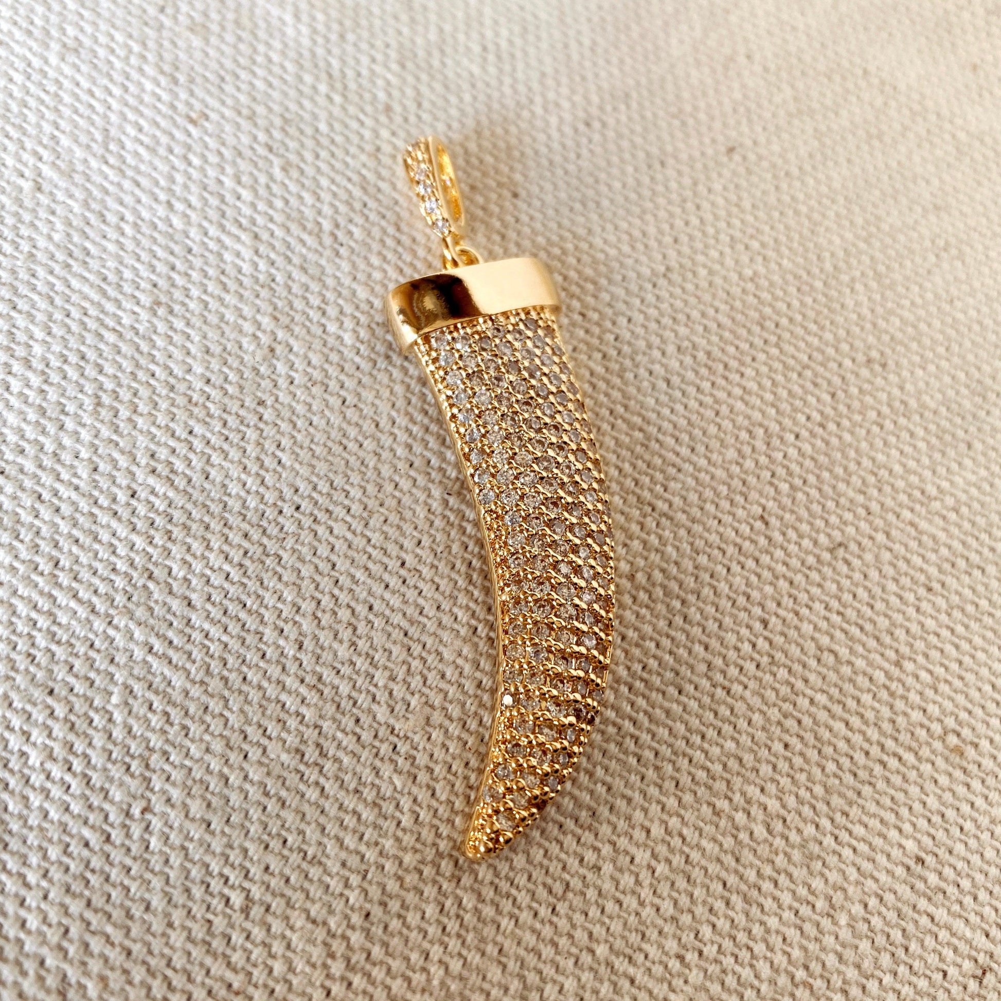 GoldFi Clear Cubic Zirconia Tusk Pendant Made of 18k Gold Filled