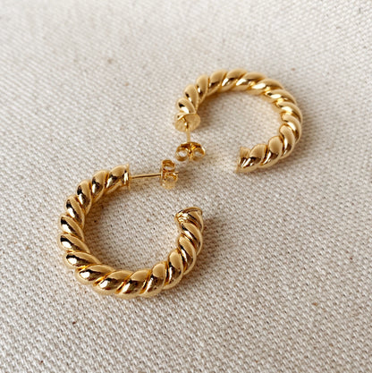 GoldFi Croissant Twisted C Hoop Earrings