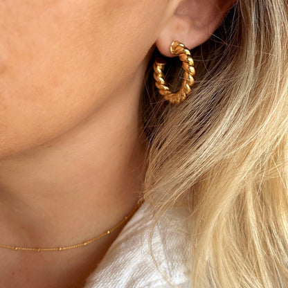 GoldFi Croissant Twisted C Hoop Earrings