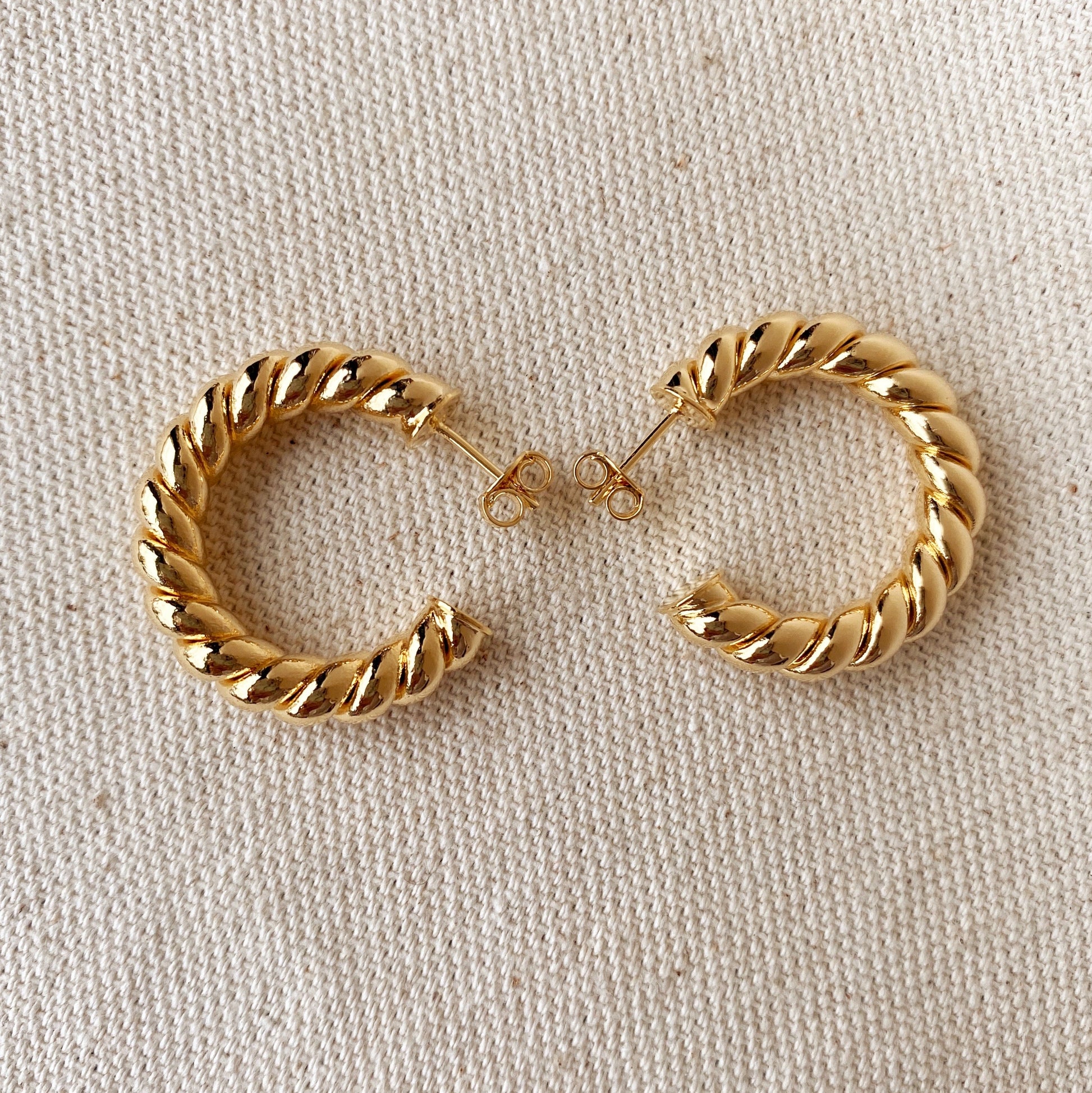 GoldFi Croissant Twisted C Hoop Earrings