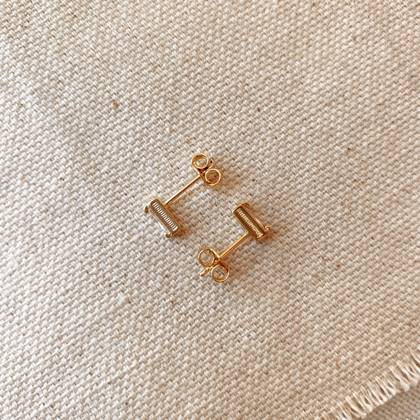 GoldFi Cubic Zirconia Baguette Stud Earrings In Gold Filled