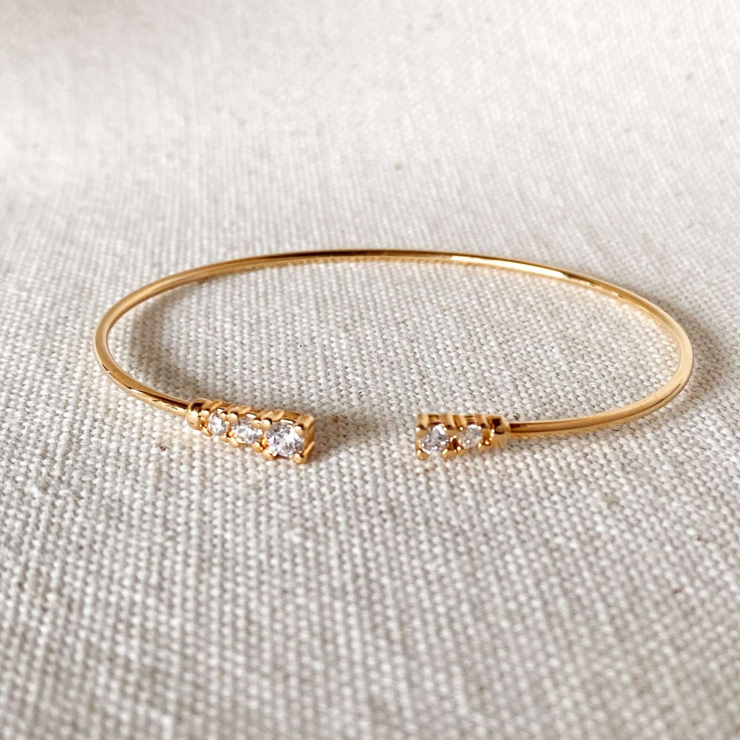 GoldFi Dainty 18k Gold Filled Cuff Bracelet with Cubic Zirconia Stones