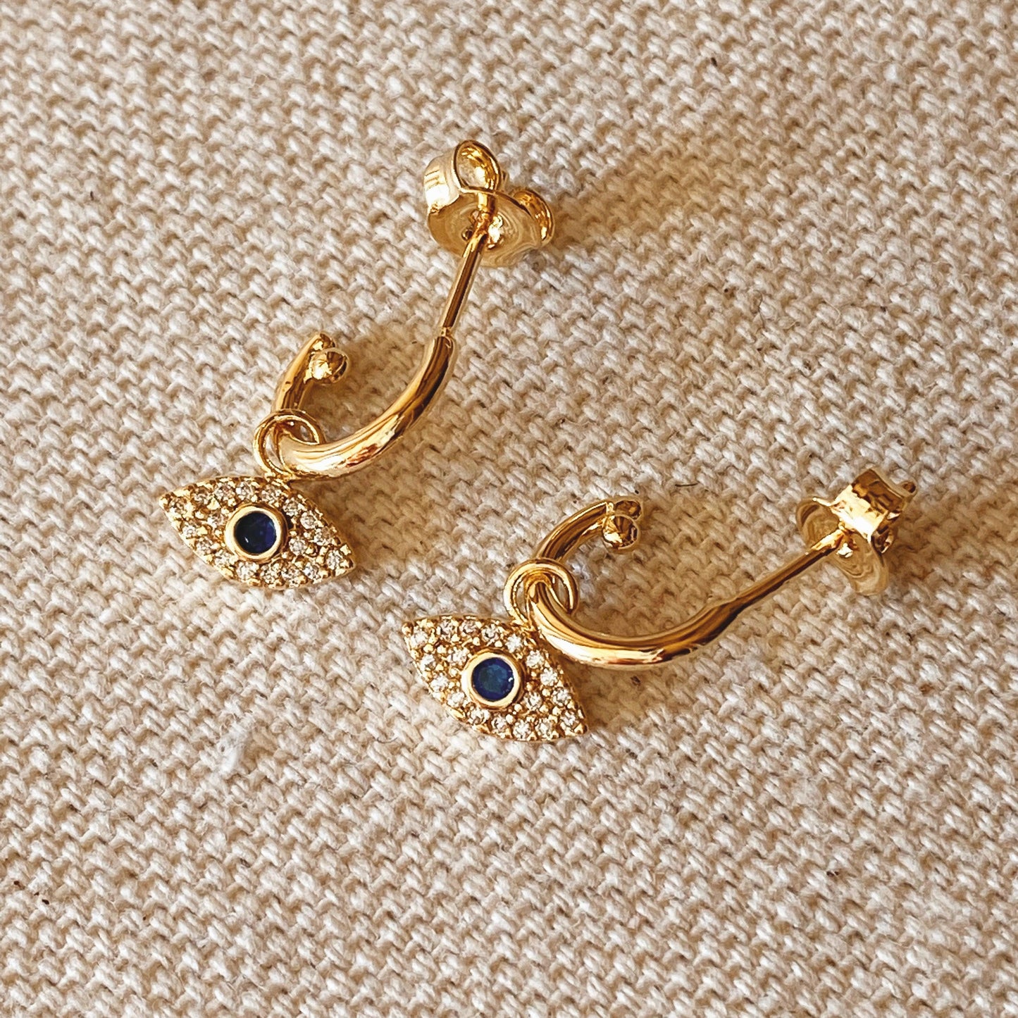 GoldFi Dainty 18k Gold Filled Evil Eye Small Hoop Earrings