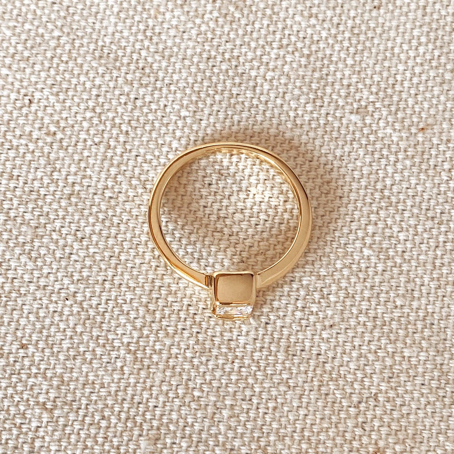 GoldFi Dainty 18k Gold Filled Square Solitaire Ring