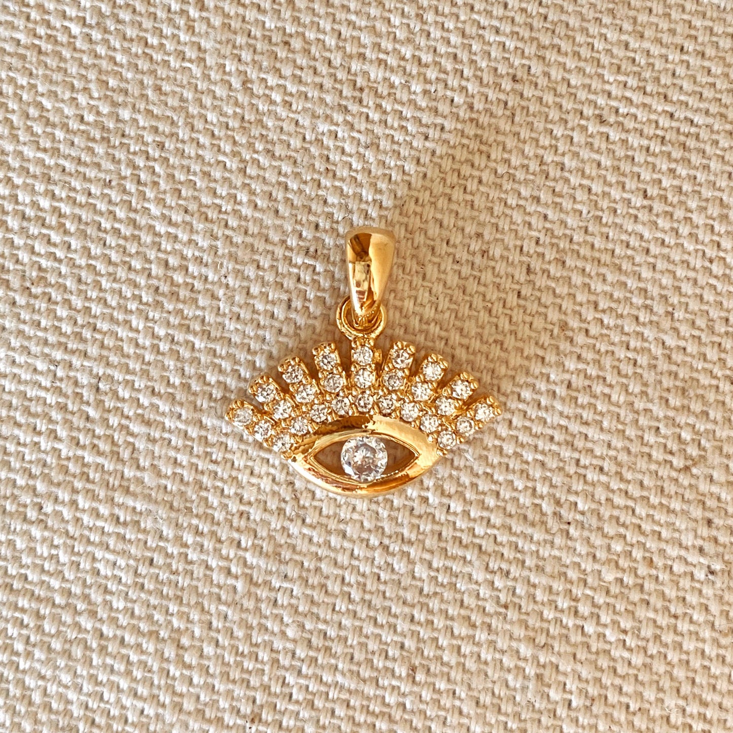GoldFi Dainty Cubic Zirconia Evil Eye Pendant in 18k Gold Filled