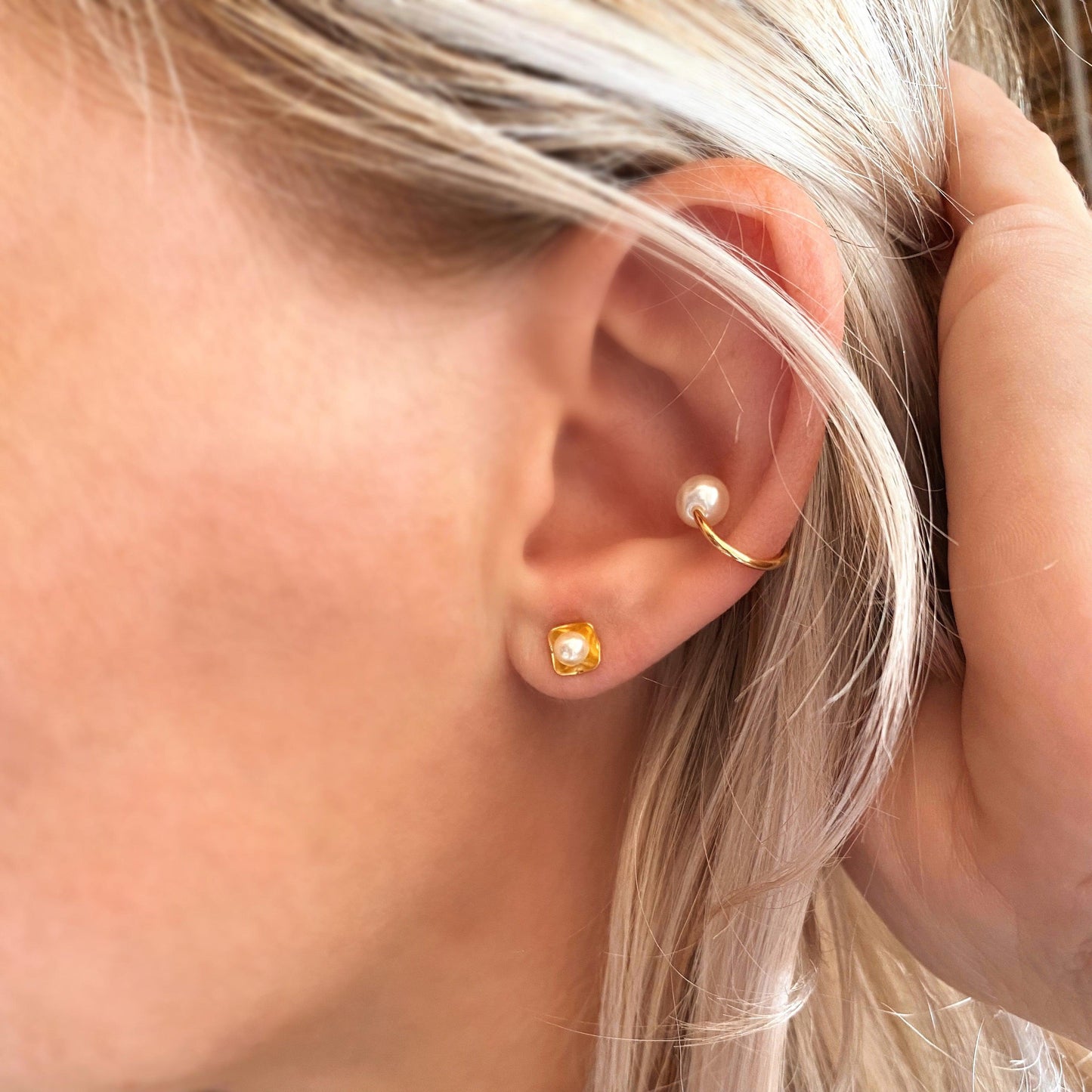 GoldFi Delicate Pearl Ear Cuff in 18k Gold Filled