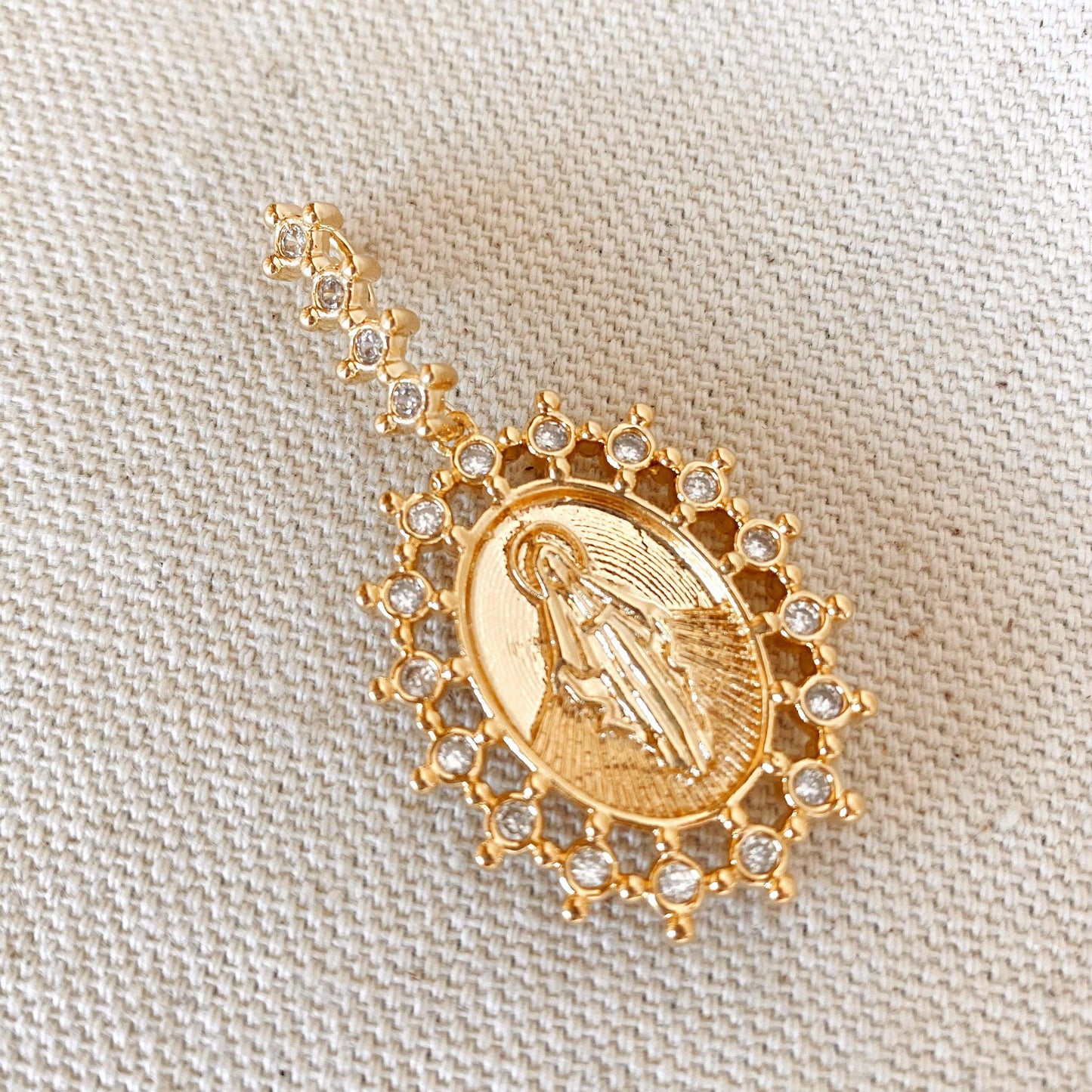 GoldFi Double Sided 18k Gold Filled Lady Mother of Grace Necklace