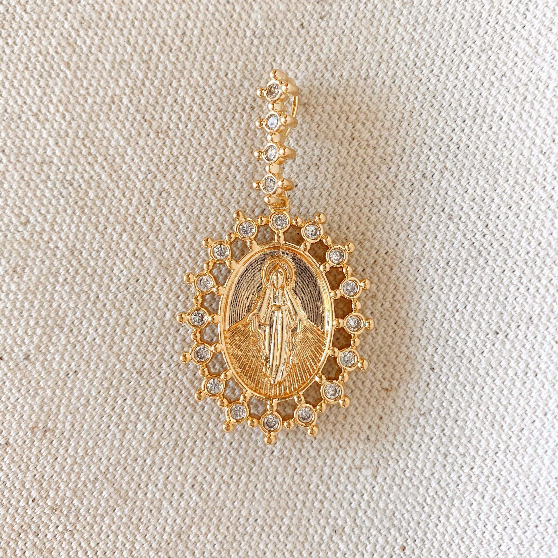 GoldFi Double Sided 18k Gold Filled Lady Mother of Grace Necklace