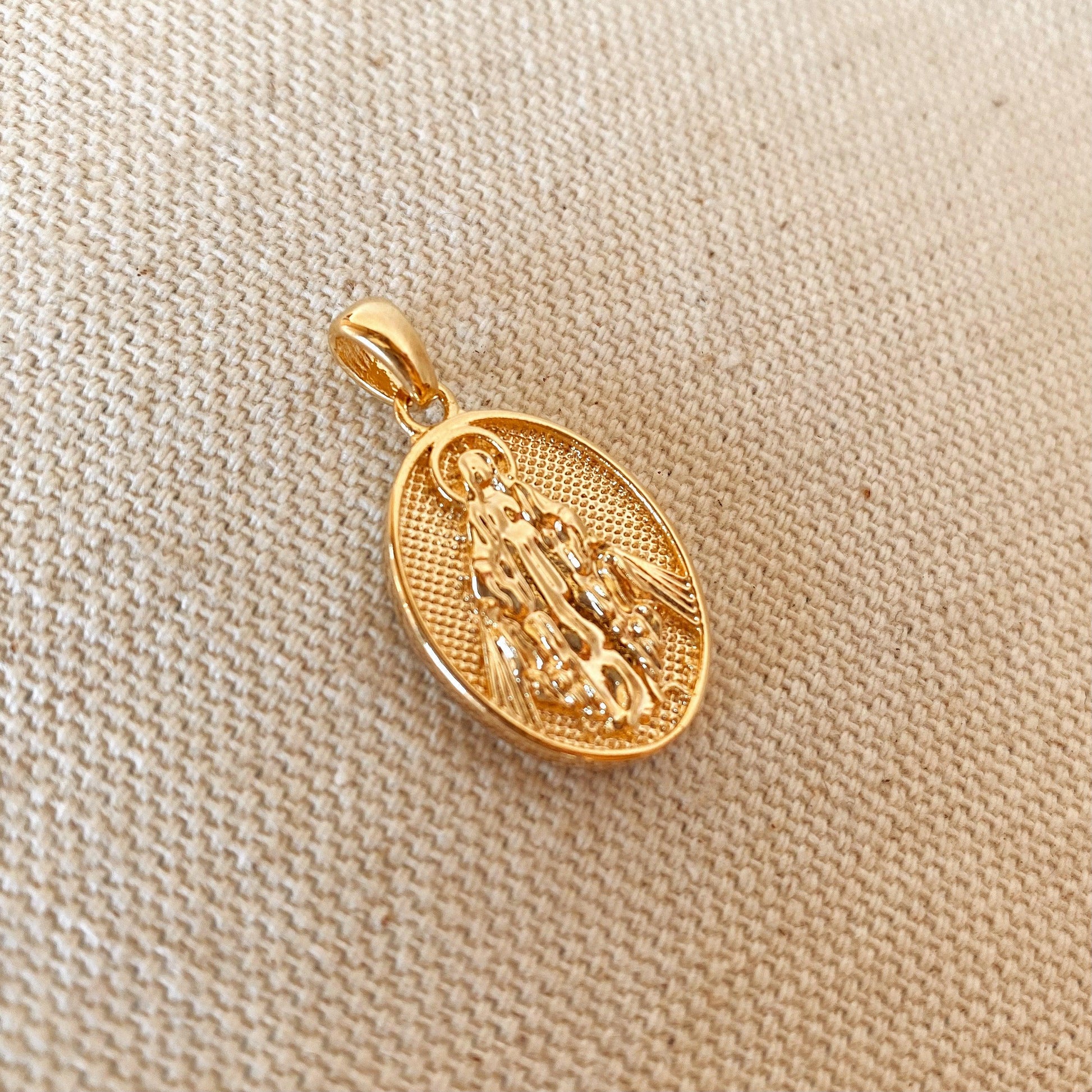 GoldFi Double Sided 18k Gold Filled Lady Mother of Grace Pendant