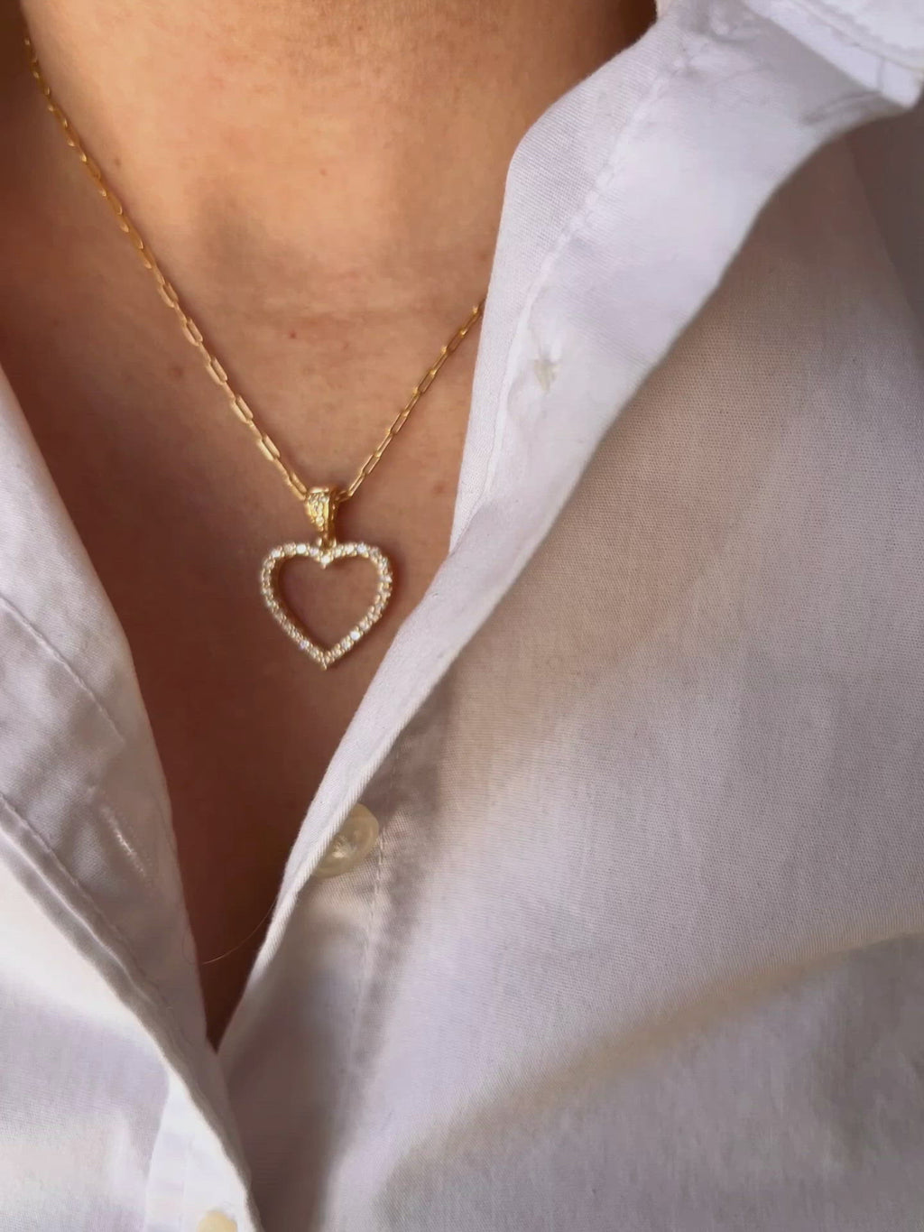 18k Gold filled Stoned Heart Necklace