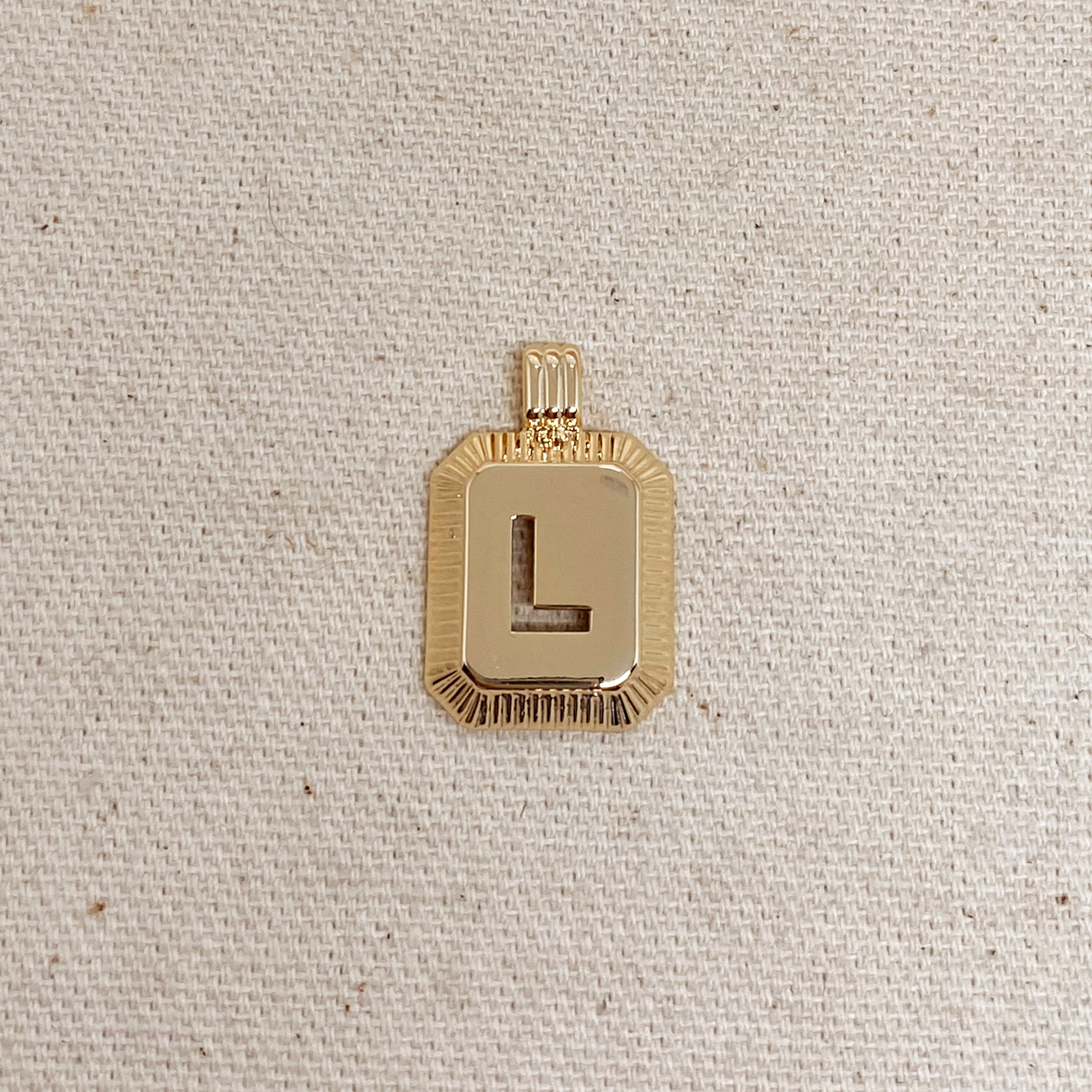 GoldFi 18k Gold Filled Initial Plate Pendant Letter L