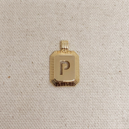 GoldFi 18k Gold Filled Initial Plate Pendant Letter P