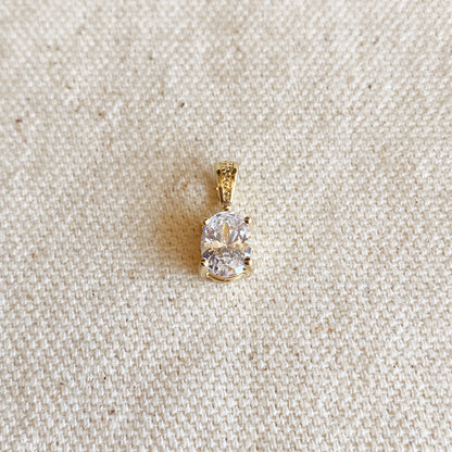 18k Gold Filled Oval Cubic Zirconia Charm