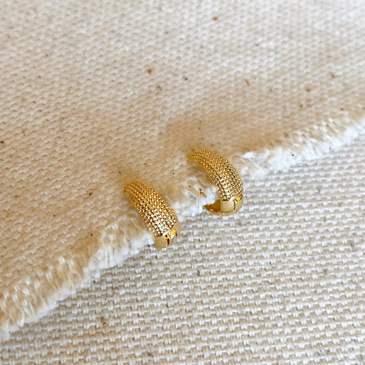 GoldFi 18k Gold Filled Tiny Textured Clicker Hoop Earrings