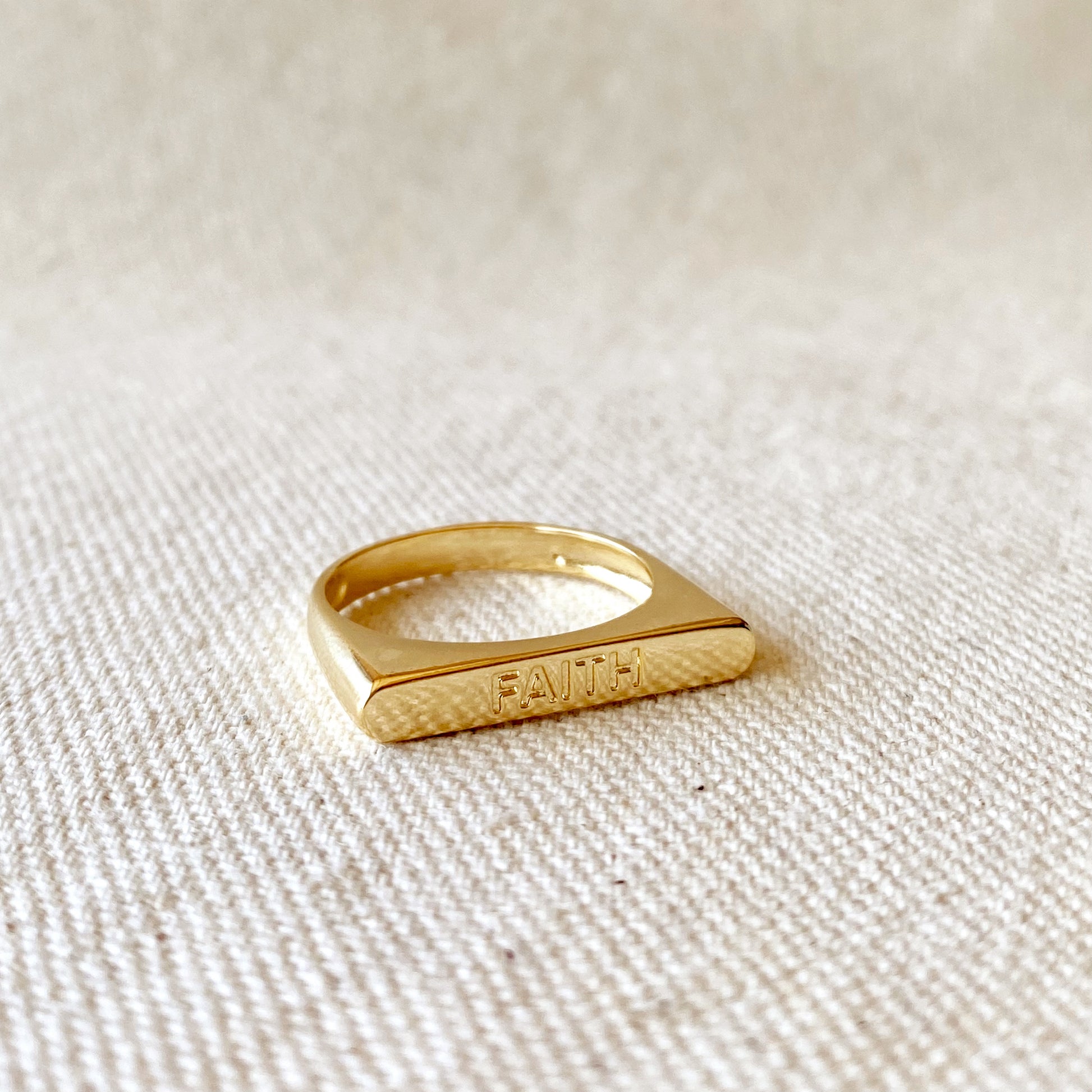 GoldFi 18k Gold Filled Faith Engraved Stackable Ring