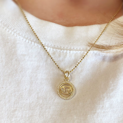 18k Gold Filled Mini Cancer Zodiac Pendant