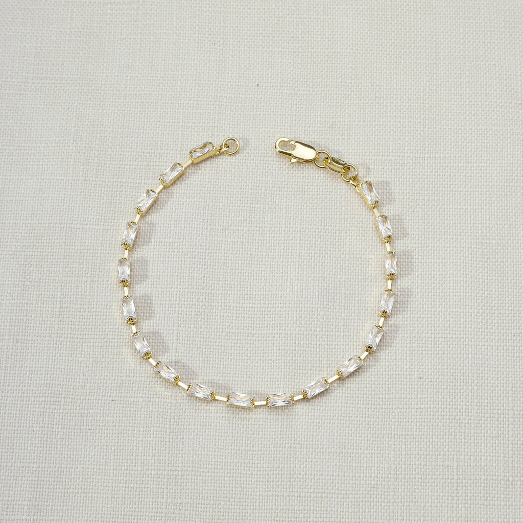 18k Gold Filled Sideway Baguette Tennis Bracelet