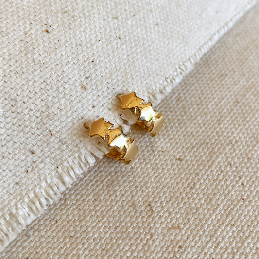 GoldFi 18k Gold Filled Stars Clicker Hoop Earrings