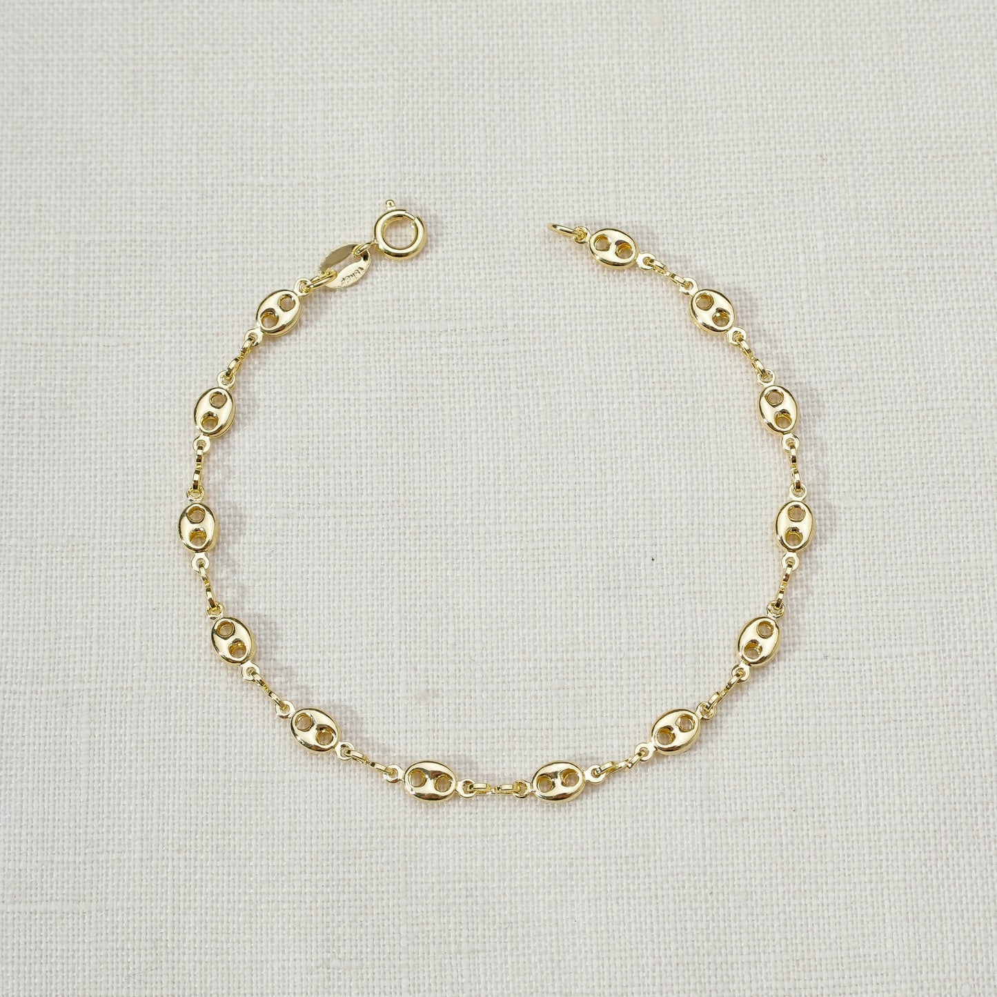 18k Gold Filled Fancy Puff Links Chain Bracelet