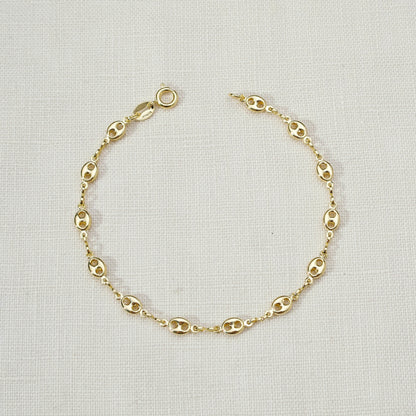 18k Gold Filled Fancy Puff Links Chain Bracelet