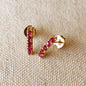 GoldFi 18k Gold Filled Curved Bar Fuchsia Crystal Stud Earrings