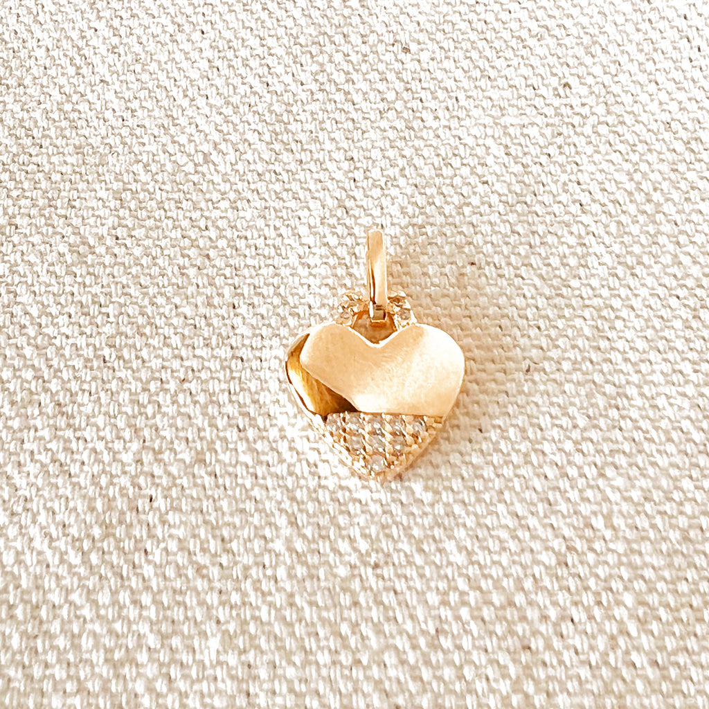 GoldFi 18k Gold Filled Heart Pendant With Cubic Zirconia Stones