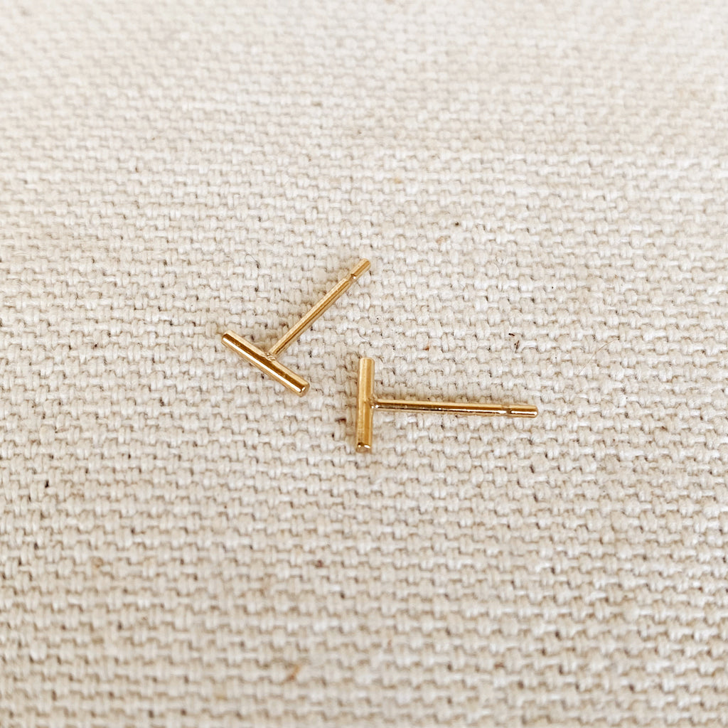 GoldFi 14k Gold Filled Petite Bar Stud Earrings
